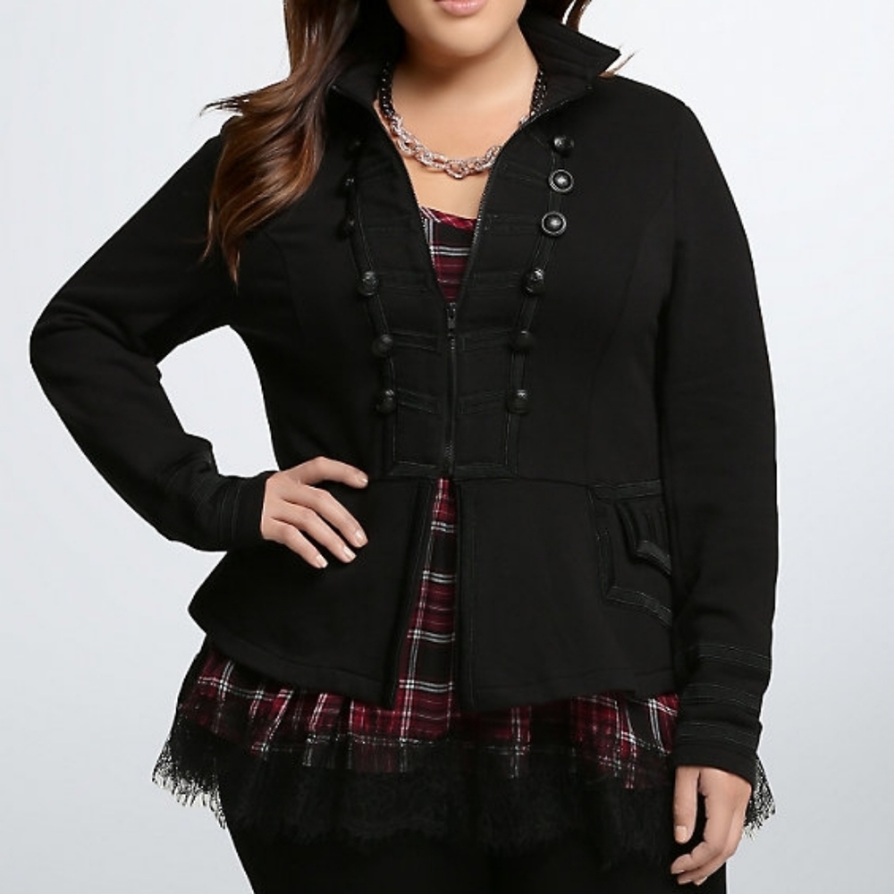 Torrid Black Zip Front Military Knit Jacket